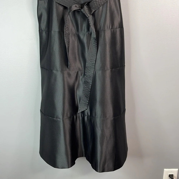BCBGMAXAZRIA Satin Tied Cocktail Midi Dress Black Crinoline Spaghetti Strap 6 - Picture 4 of 12